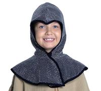 Zebra & Friends Cagoule de Chevalier Tarik avec col - Coiffe médiévale argentée pour enfants, 100% polyester - L’accessoire parfait pour les petits chevaliers en herbe!