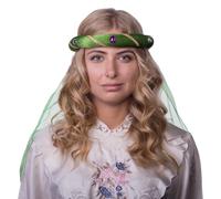 Zebra & Friends Couronne médiévale femme avec voile | Diadème en velours orné de pierres scintillantes | Accessoire pour carnaval, cosplay, Halloween, et événements à thème médiéval