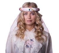 Zebra & Friends Couronne médiévale femme avec voile | Diadème en velours orné de pierres scintillantes | Accessoire pour carnaval, cosplay, Halloween, et événements à thème médiéval