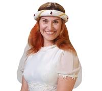 Zebra & Friends Couronne médiévale femme avec voile | Diadème en velours orné de pierres scintillantes | Accessoire pour carnaval, cosplay, Halloween, et événements à thème médiéval