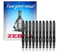 Zebra Fuente - Lot de 10 stylos plume jetables - Pointe fine de 1,0 mm de largeur de trait 0,6 mm - Encre noire - Emballage cadeau
