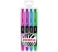 Zebra Fuente Lot de 4 stylos plume jetables Pointe fine 1,0 mm Largeur de trait 0,6 mm Tons tropicaux
