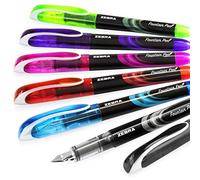 Zebra Fuente Lot de 6 stylos plume jetables Noir/bleu clair/rouge/vert/rose/violet
