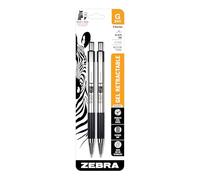 Zebra Pen - Stylo rétractable à encre gel G-301 0,7 mm Noir Acier inoxydable Lot de 2
