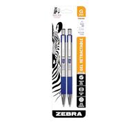 Zebra Pen – Stylo gel rétractable G-301 en acier inoxydable 0,7 mm Bleu 2 pièces (41322)
