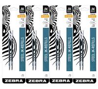Zebra G-402 Stainless Steel Pen JK-Refill, Fine Point, 0.5mm, Black Ink, 8-Count
