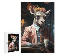 Zebra in Suit Sipping Coffee - Puzzle Décoratif, 1000 PCS, Activité Décorative - pour Un Loisir Créatif