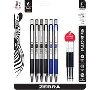 Zebra Lot de 6 stylos F 301 RT BP (4 noirs, 2, bl) + 3 bonus