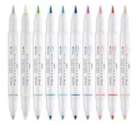 ZEBRA Mildliner Brush Surligneur - Stylo pinceau et pointe marqueur - Double pointe - Lot de 10 couleurs assorties