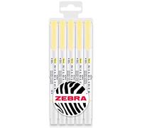 Zebra Mildliner Creative Marker Highlighter Pens - Double Ended - Chisel & Bullet Tip - Wallet Set of 5 - Yellow Ink