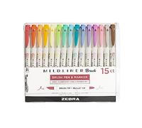 Zebra Mildliner Double Ended Brush Pen & Marker 15/Pkg-Assorted Colors
