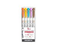 Zebra Mildliner Double Ended Brush Pen & Marker 5/Pkg-Warm | Marqueur à pointe fine et pinceau - Idéal pour la calligraphie, le journal, les planificateurs, le dessin et l'illustration