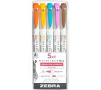 Zebra Mildliner Lot de 5 marqueurs avec pinceau flexible et pointe fine - Californie