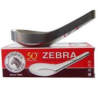 Zebra NO100000 Lot de 12 cuillères à soupe de riz thaïlandaise en acier inoxydable Argenté
