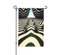 Zebra Op Art1 Support de drapeau de jardin printanier - Décorations de Pâques en plein air, résistant aux intempéries, parfait pour la décoration de cour et de jardin