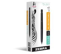 Zebra Pen bLen 41410 Lot de 12 stylos à encre gel rétractables, corps noir, pointe moyenne, 0,7 mm, encre noire (étui de 96 paquets, 1152 pièces au total)
