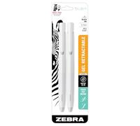 Zebra Pen bLen Retractable Ballpoint Gel Pen, White Barrel, Medium Point, 0.7mm, Black Ink, 2-Pack