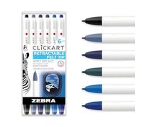 Zebra Pen CLiCKART 69116 Lot de 6 feutres rétractables à encre variée, couleurs de paysage nocturne, pointe fine de 0,6 mm, absorption de l'humidité pour éviter le dessèchement, sans bavure, idéal