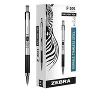 Zebra Pen F-301 Retractable Ballpoint Pen, Stainless Steel Barrel, Fine Point, 0.7mm, Black Ink, 12-Pack. Model #27110 - (Case of 6 packs, 72 Count Total)