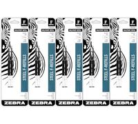 Zebra Pen – Recharge stylo-bille F-Series inox, pointe fine 0,7 mm, encre noire lot de 10
