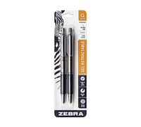 Zebra Pen G-402 Lot de 2 stylos à encre gel rétractables en acier inoxydable, pointe fine, 0,5 mm, encre noire (49212)