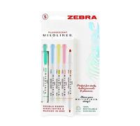 Zebra Pen Mildliner Double Ended Highlighter, Broad and Fine Point Tips, Assorted Fluorescent Ink Colors, 5-Pack