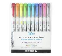 Zebra Pen Mildliner Stylo-marqueur à double pointe fine - Assortiment de couleurs, boîte de 10