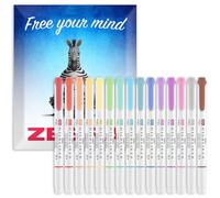 Zebra Pen Mildliner Stylos Surligneurs à Double Pointe - Pointes Larges et Fines, Marqueurs à Double Extrémité - Paquet de Couleurs dans un Emballage Cadeau en Enveloppe - Encre Non Acide et Non