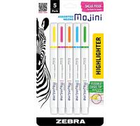 Zebra Pen Surligneurs Mojini – Pointe biseautée douce – Couleurs assorties – Lot de 5 (70205)