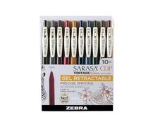 Zebra Pen Sarasa 47510 Lot de 10 stylos à encre gel rétractable, pointe fine de 0,5 mm, couleurs claires et foncées, idéal pour les cadeaux des enseignants, fournitures scolaires et fournitures de