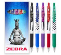 Zebra Pen Sarasa Clip Stripe Lot de 5 stylos à encre gel rétractables Pointe moyenne 0,7 mm Encre anti-taches à séchage rapide avec prise en main confortable et clip poussoir, résistant à l'eau