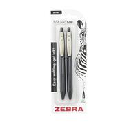 Zebra Pen Sarasa Lot de 2 stylos gel rétractables à encre gel vintage sans acide, résistants à l'eau, séchage rapide, qualité archivistique, rechargeable avec pince crocodile Noir