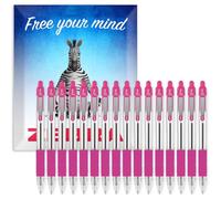 Zebra Pen Z-Grip Lot de 16 stylos à bille rétractables à pointe de 1 mm dans un coffret cadeau en carton pour l'école, l'écriture, le travail, le bureau (rose)