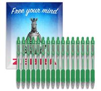Zebra Pen Z-Grip Lot de 16 stylos à bille rétractables à pointe de 1 mm dans un coffret cadeau en carton pour l'école, l'écriture, le travail, le bureau (vert)