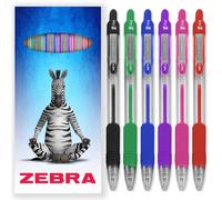 Zebra Pen Z-Grip Lot de 6 stylos à bille rétractables à pointe de 1 mm dans un coffret cadeau en carton pour l'école, l'écriture, le travail, le bureau (assortis)
