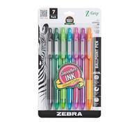 Zebra Pen – Stylos à bille rétractables Z-Grip – Lot de 7 – Pointe moyenne 1 mm – Couleurs assorties