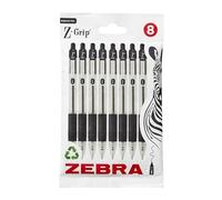 Zebra Pen Stylos à bille rétractables Z Grip — encre noire, clip de poche — lot de 8