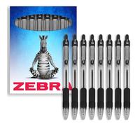 Zebra Pen Z-Grip Lot de 8 stylos à bille rétractables à pointe de 1 mm dans un coffret cadeau en carton pour l'école, l'écriture, le travail, le bureau (noir)