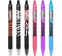 Zebra Pen Z-Grip Smooth Lot De 6 Stylos À Bille Rétractables Motif Rayures Imprimé Animal + Flammes Funky