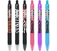 Zebra Pen Z-Grip Smooth Lot de 6 stylos à bille rétractables Motif rayures Imprimé animal + Flammes funky