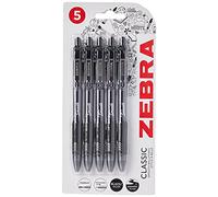 Zebra 2438 Z-Grip Smooth Lot de 5 stylos à bille rétractables Noir
