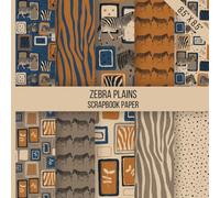 Zebra Plains Scrapbook Paper: Double-sided collage book with hand-drawn wildlife textures and abstract tribal patterns for creative play and earthy decor