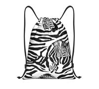 Zebra Prints Titre : Sac de sport léger avec cordon de serrage - Sac de sport pliable résistant à l'eau avec bandoulière réglable, idéal pour le sport, le yoga, les voyages et l'école, Noir , S