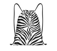 Zebra Prints Titre : Sac de sport léger avec cordon de serrage - Sac de sport pliable résistant à l'eau avec bandoulière réglable, idéal pour le sport, le yoga, les voyages et l'école, Noir , S