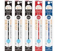 Zebra RNJK4-BKRBL-5AZ Lot de 5 recharges pour stylo à bille NJK-0,4 mine Sarasa Multi, Sarasa Select, compatible avec les modèles préférés, noir, rouge, bleu