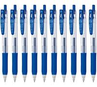 Zebra Sarasa Clip 0.4 Retractable Gel Ink Pen, Rubber Grip, 0.4mm, Blue Ink, Value Set of 10 with Ecology Sticky Notes