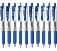 Zebra Sarasa Clip 0.5 Retractable Gel Ink Pen, Rubber Grip, 0.5mm, Blue Ink, Value Set of 10 with Ecology Sticky Notes