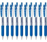Zebra Sarasa Clip 0.5 Retractable Gel Ink Pen, Rubber Grip, 0.5mm, Cobalt Blue Ink, Value Set of 10 with Ecology Sticky Notes