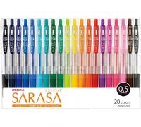 Zebra Sarasa Clip Jj15-20ca Stylo Roller À Encre Gel 0,5 Lot De 20 Couleurs