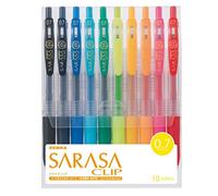 ZEBRA Sarasa JJB15-10CA Lot de 10 pinces 0,7 couleurs